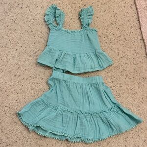 Peek Aqua Two-piece smocked set